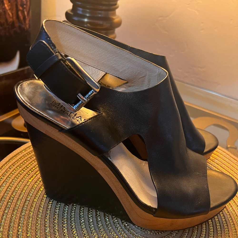 Michael Kors wedges, black leather, used - good condition